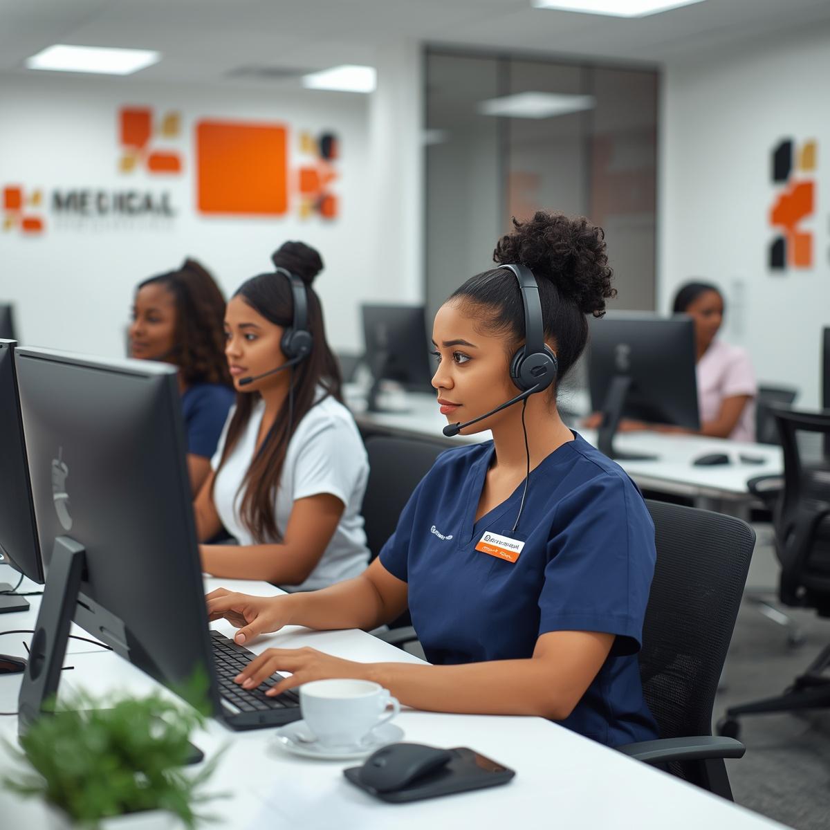 Medical professional at computer